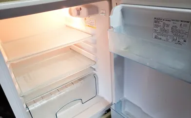 扉が開いた冷蔵庫